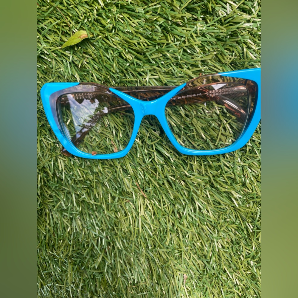 Bright blue/brown frames